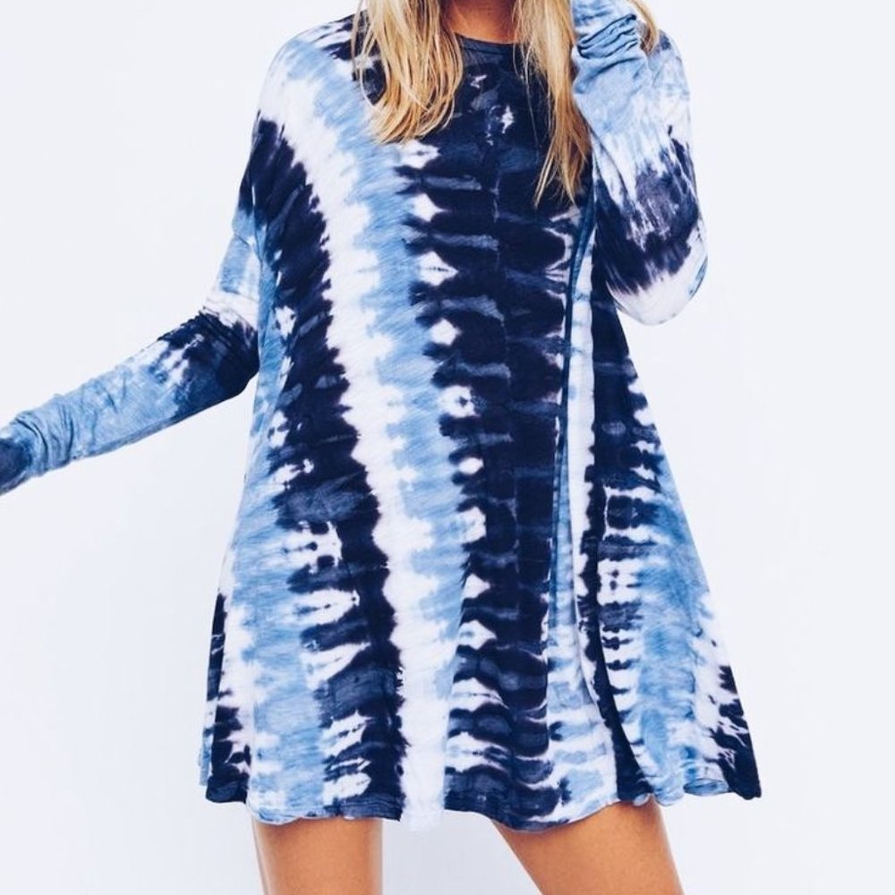 Free People blue tie dyed tunic dress size xs